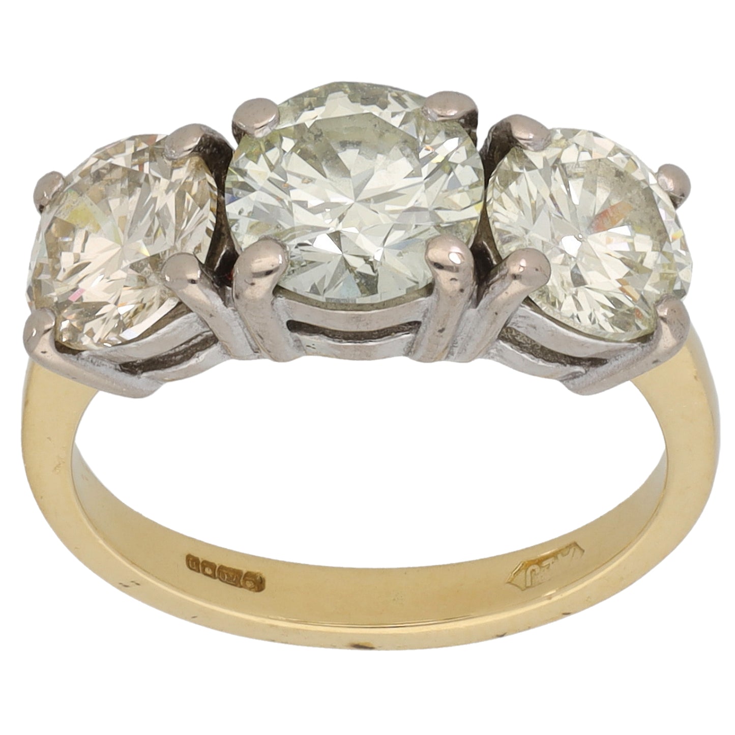 18ct Gold 3.12ct Diamond Trilogy Ring Size K
