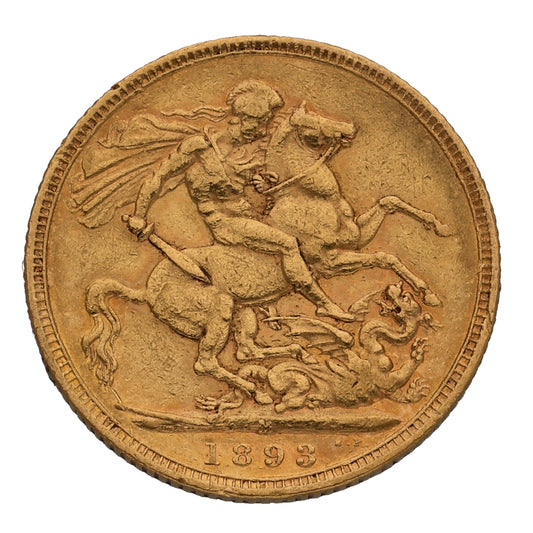 22ct Gold Queen Victoria Full Sovereign Coin 1893