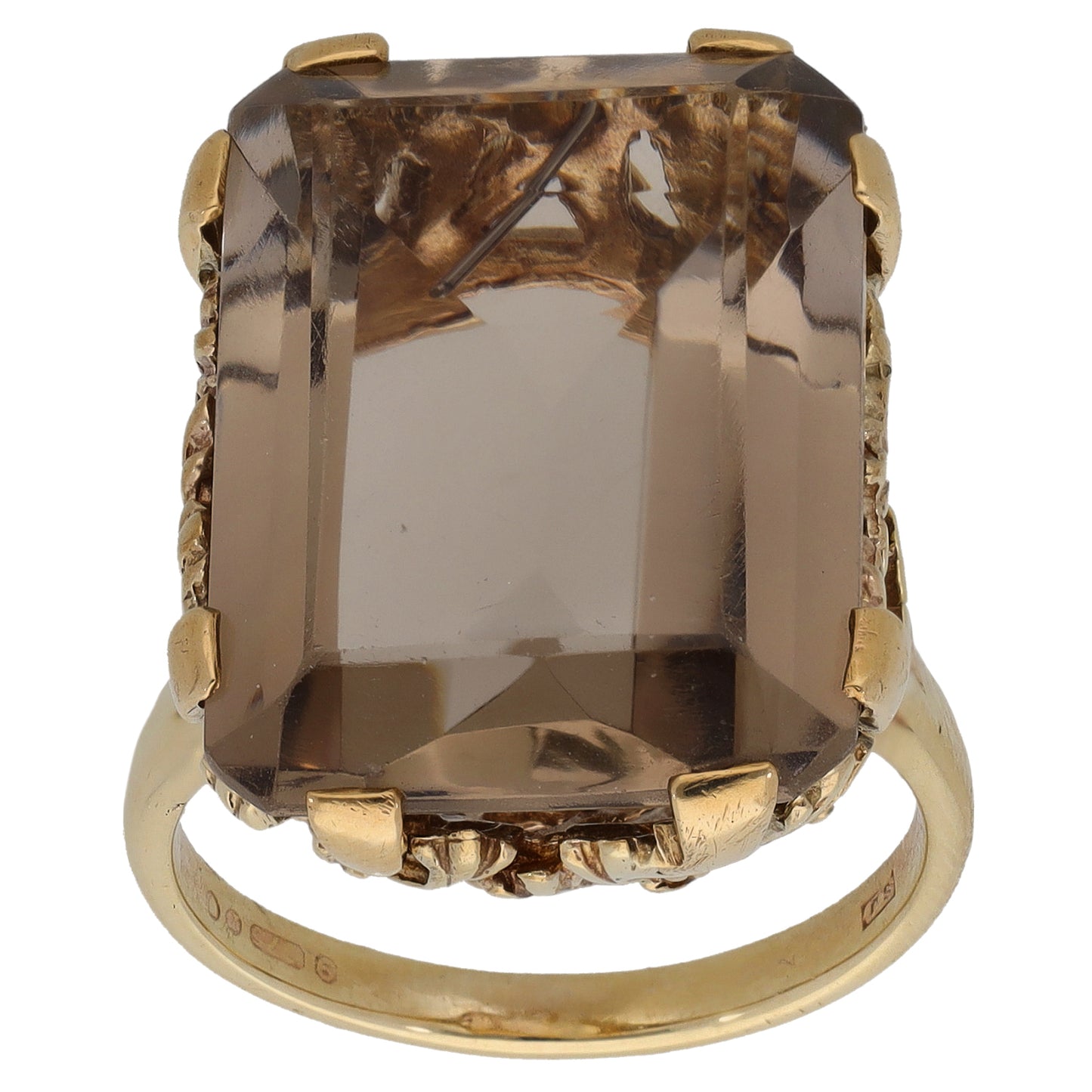 9ct Gold Smoky Quartz Dress/Cocktail Ring Size N