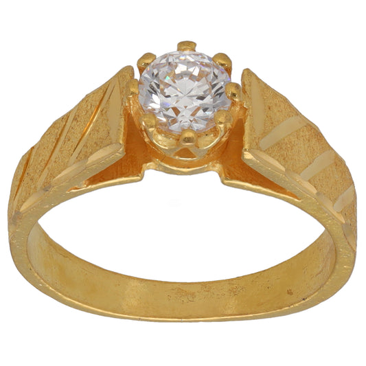 22ct Gold Cubic Zirconia Single Stone Ring Size L