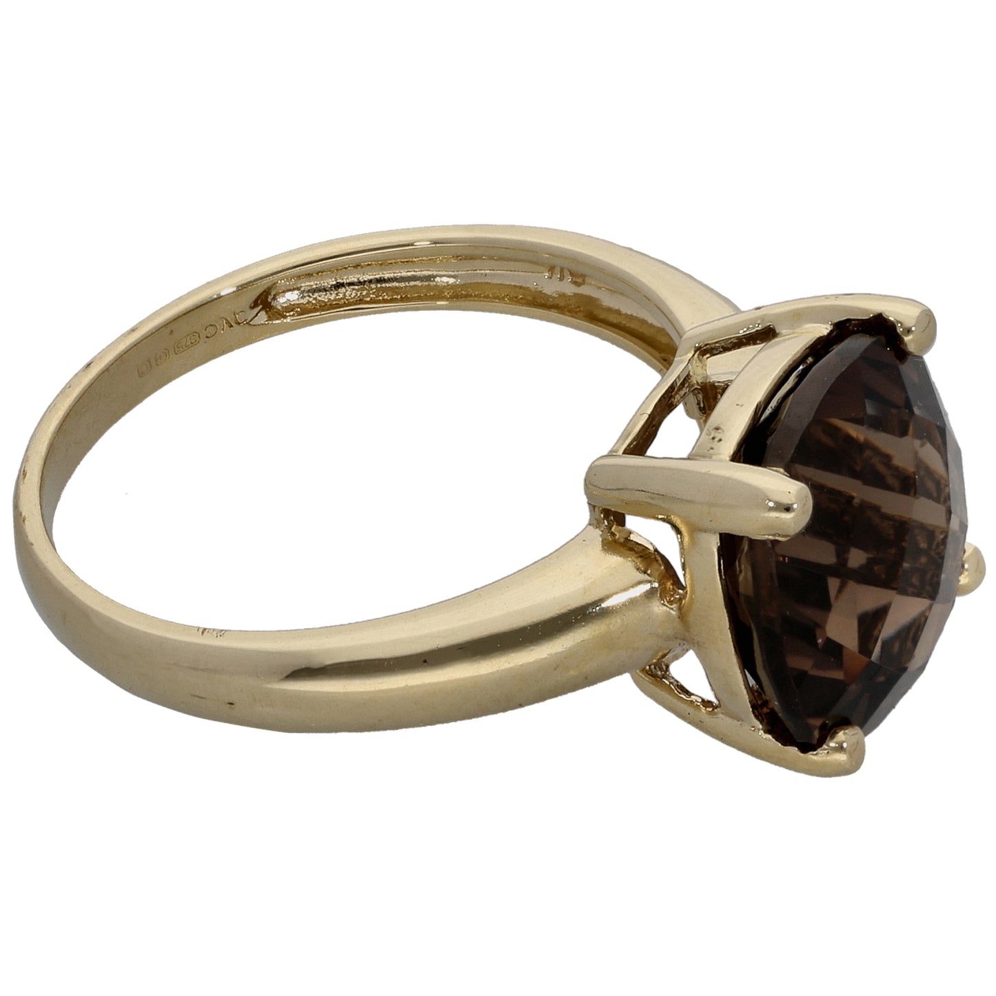 9ct Gold Smoky Quartz Single Stone Ring Size N