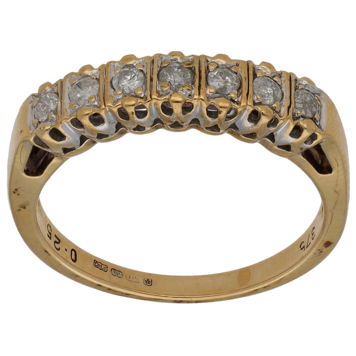 9ct Gold 0.25ct Diamond Half Eternity Ring Size N