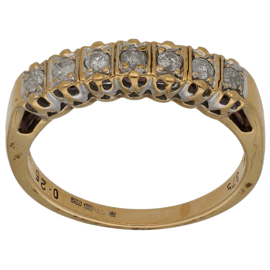 9ct Gold 0.25ct Diamond Half Eternity Ring Size N