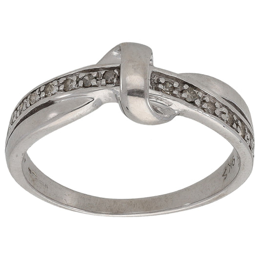 9ct White Gold 0.10ct Diamond Half Eternity Ring Size K
