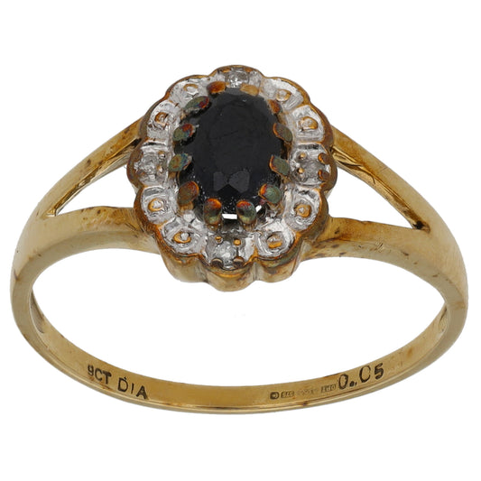 9ct Gold 0.01ct Diamond & Imitation Gem Dress/Cocktail Ring Size O