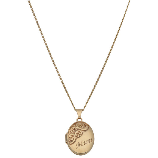 9ct Gold Mum Locket Pendant With Chain