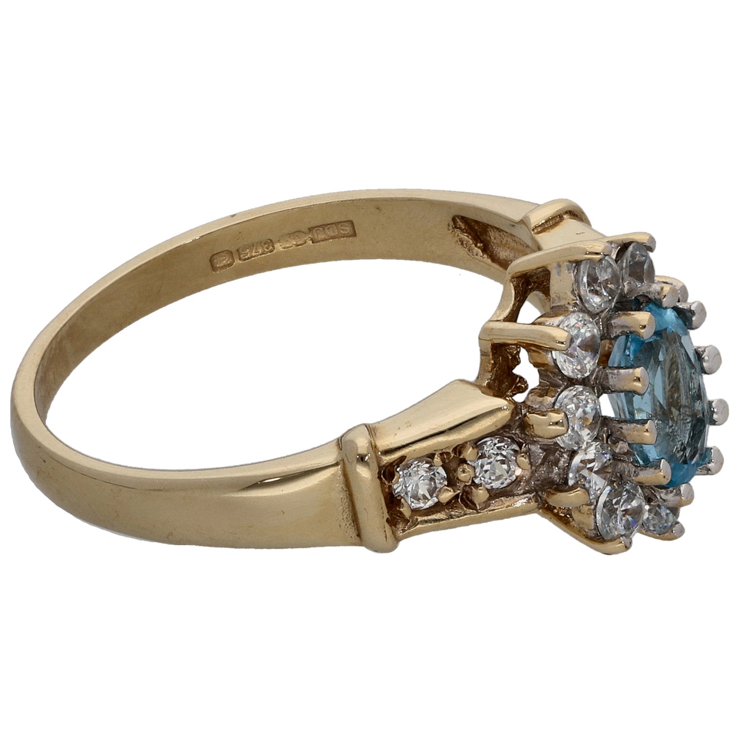 9ct Gold Topaz & Cubic Zirconia Dress/Cocktail Ring Size L