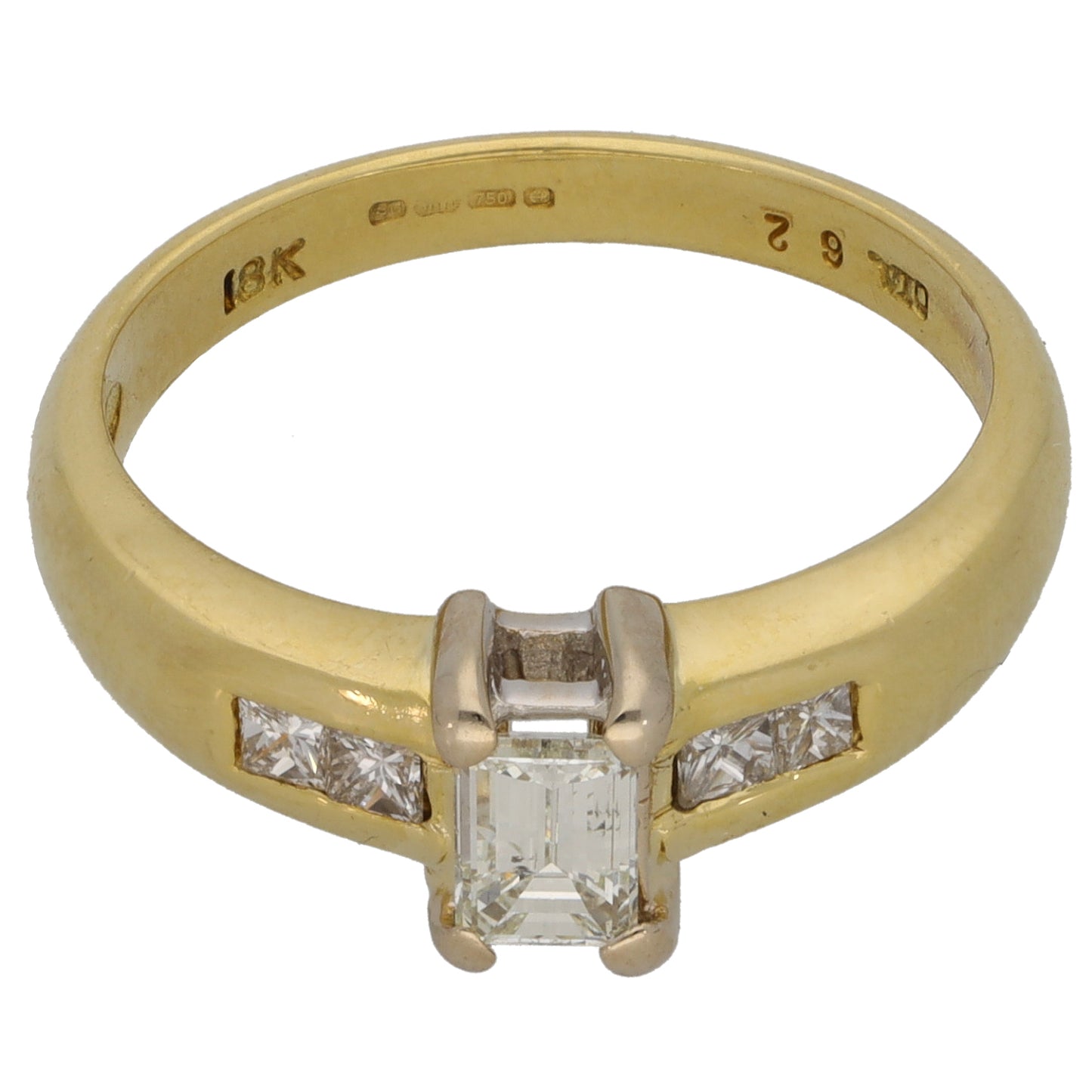18ct Gold 0.62ct Diamond Solitaire Ring With Accent Stones Size N