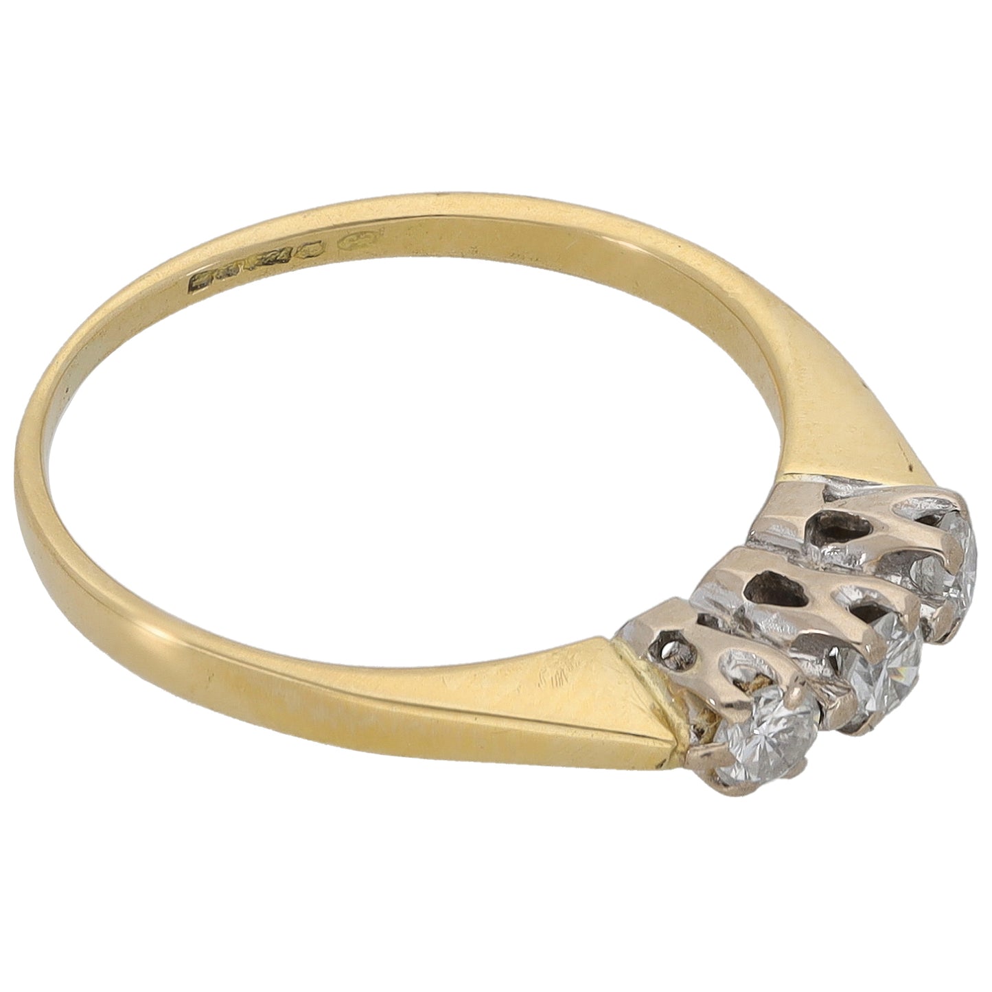 18ct Gold 0.21ct Diamond Trilogy Ring Size L