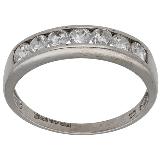 9ct White Gold Cubic Zirconia Half Eternity Ring Size N