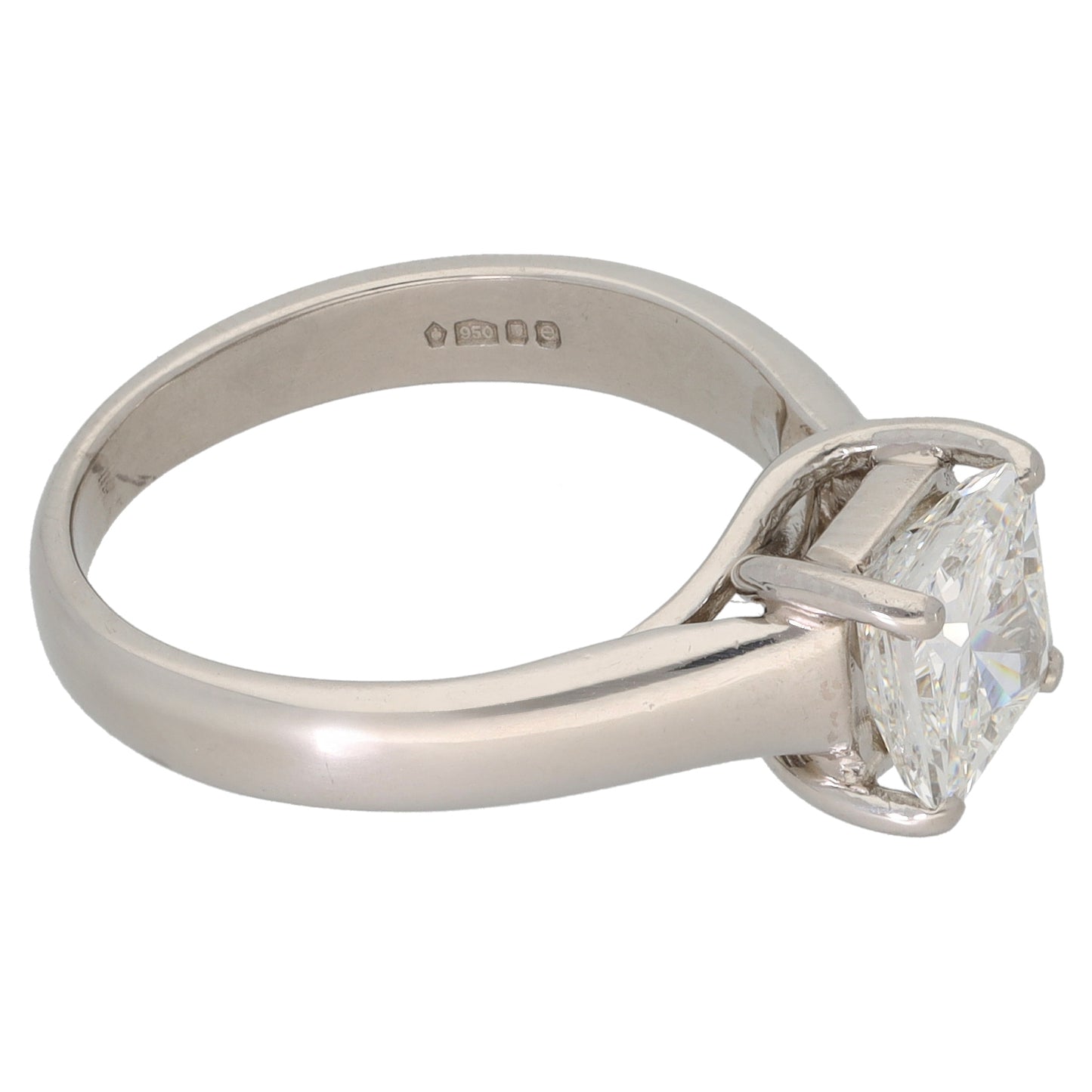 Platinum 1.79ct Diamond Solitaire Ring Size M