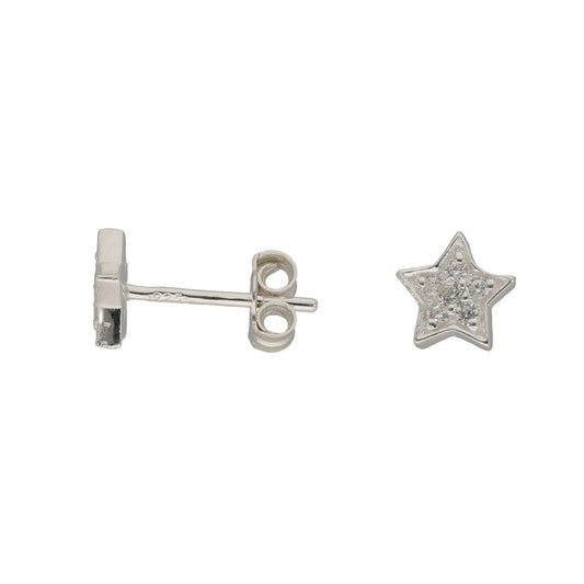 New Sterling Silver Cubic Zirconia Star Earrings