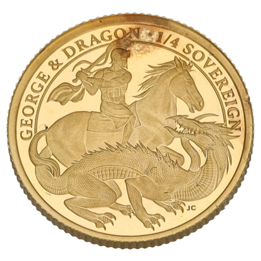 22ct Gold George & Dragon Quarter Sovereign Coin 2021