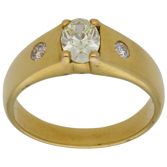 14ct Gold 0.95ct Diamond Three Stone Ring Size Y