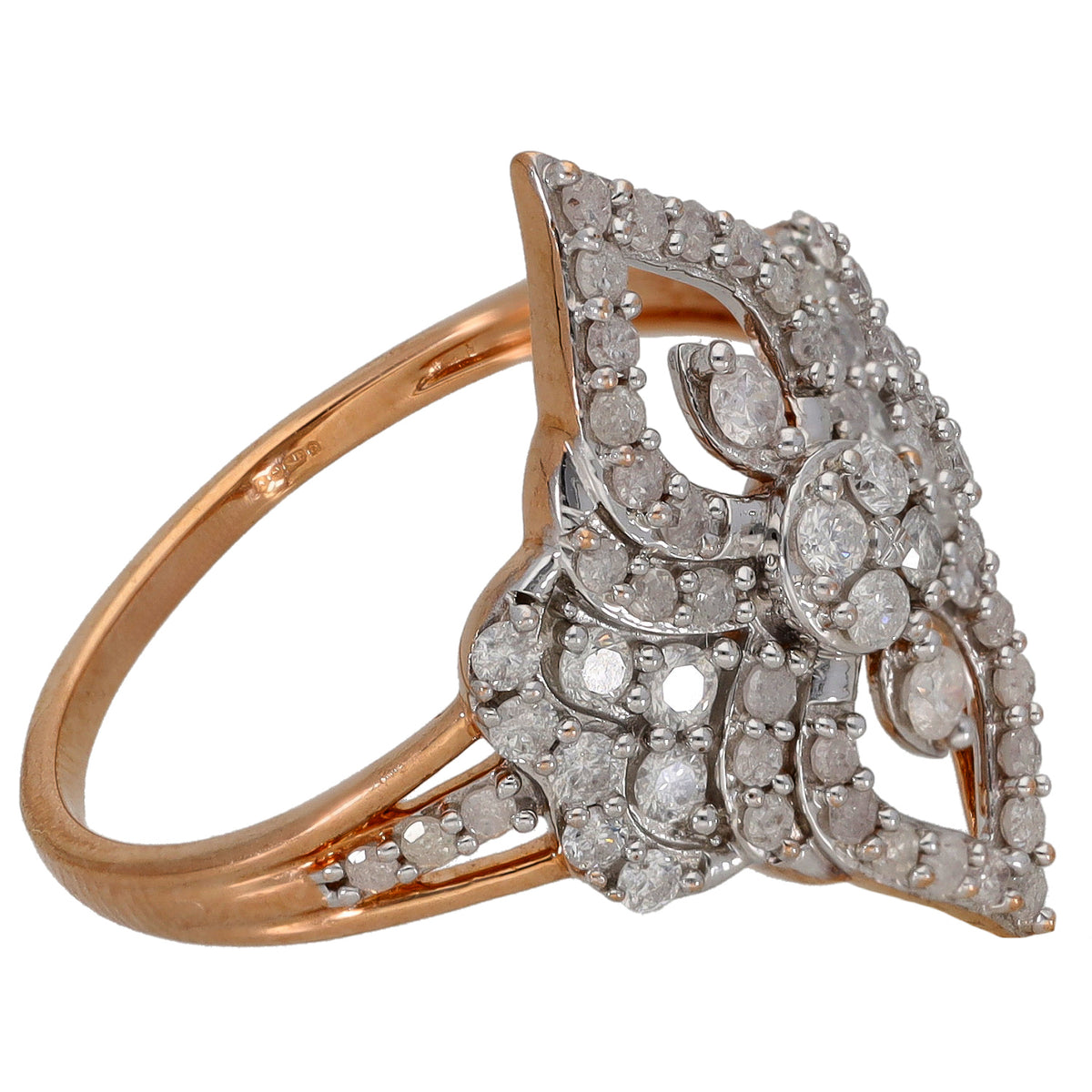 9ct Rose Gold 1.04ct Diamond Dress/Cocktail Ring Size T