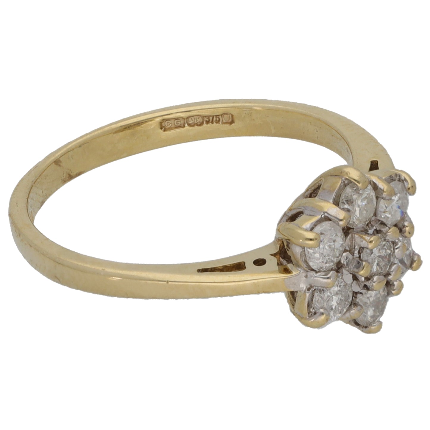 9ct Gold 0.33ct Diamond Cluster Ring Size K