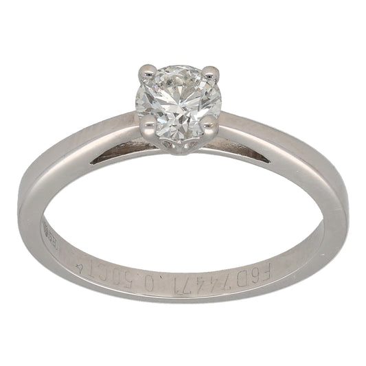 18ct White Gold 0.50ct Diamond Solitaire Ring Size N