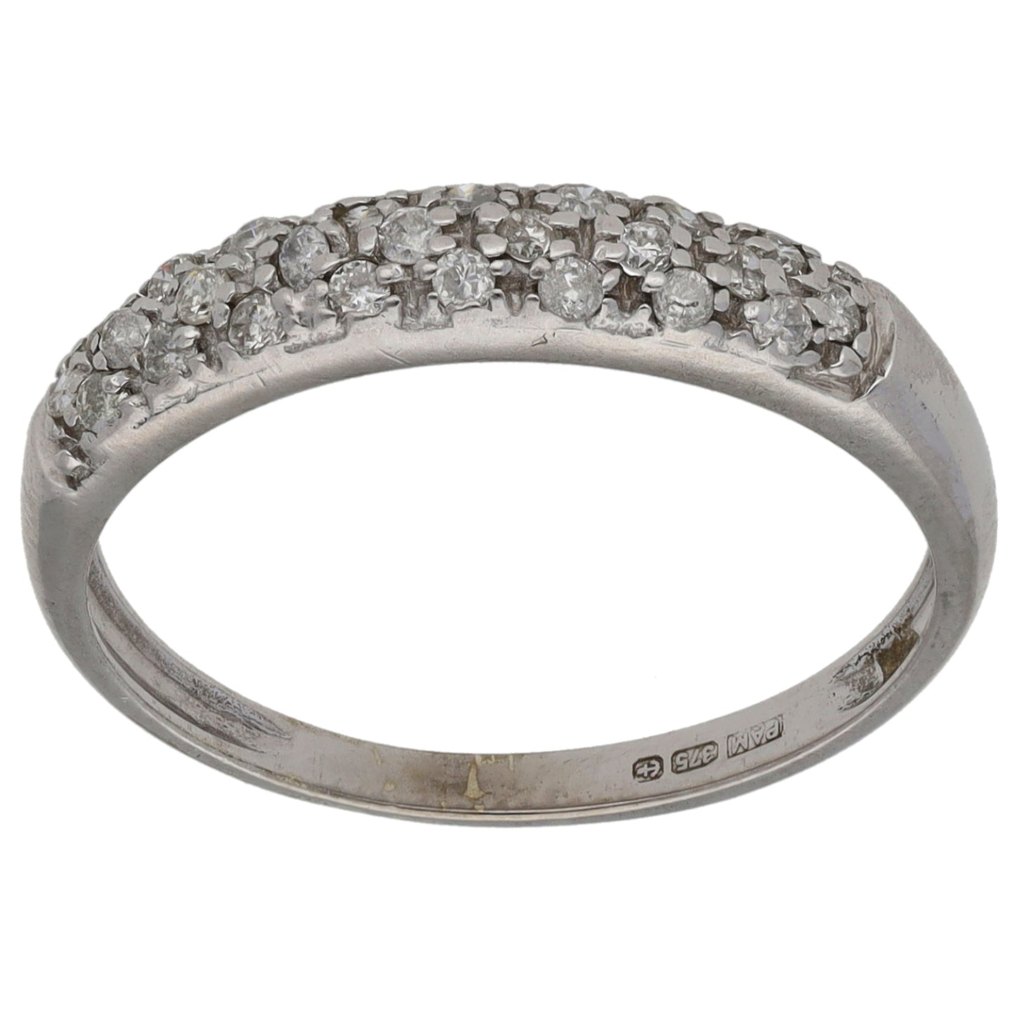9ct White Gold 0.125ct Diamond Half Eternity Ring Size N