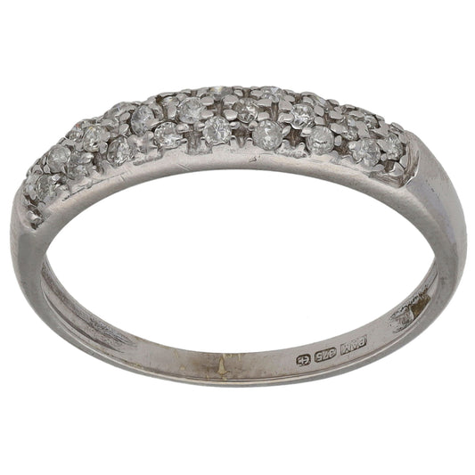 9ct White Gold 0.125ct Diamond Half Eternity Ring Size N