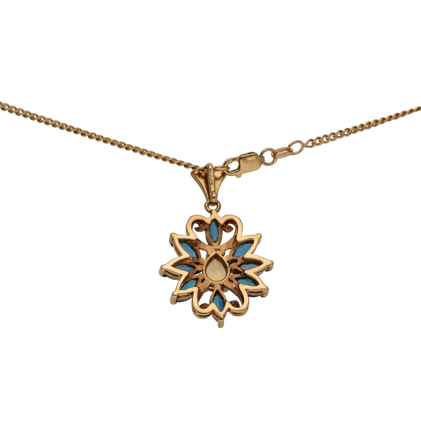 9ct Gold Topaz & Citrine Dress/Cocktail Pendant With Chain
