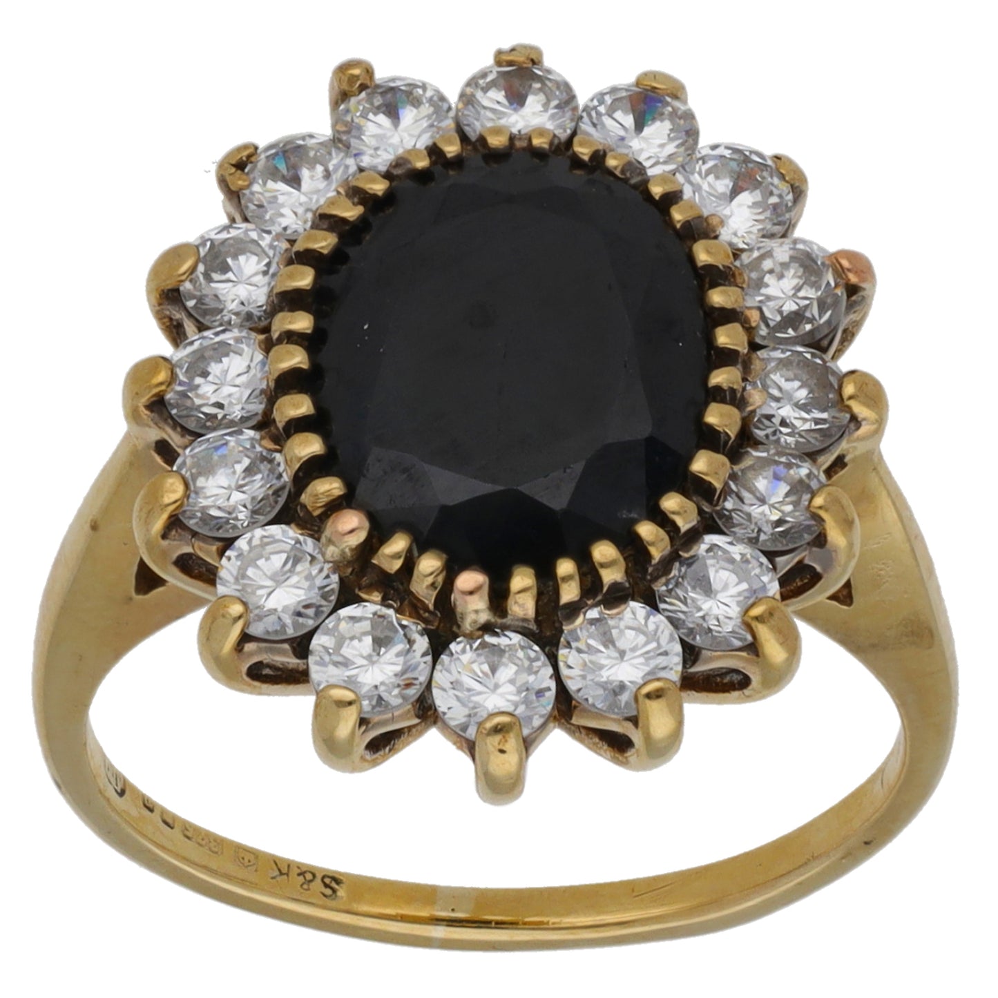 9ct Gold Sapphire & Cubic Zirconia Dress/Cocktail Ring Size L