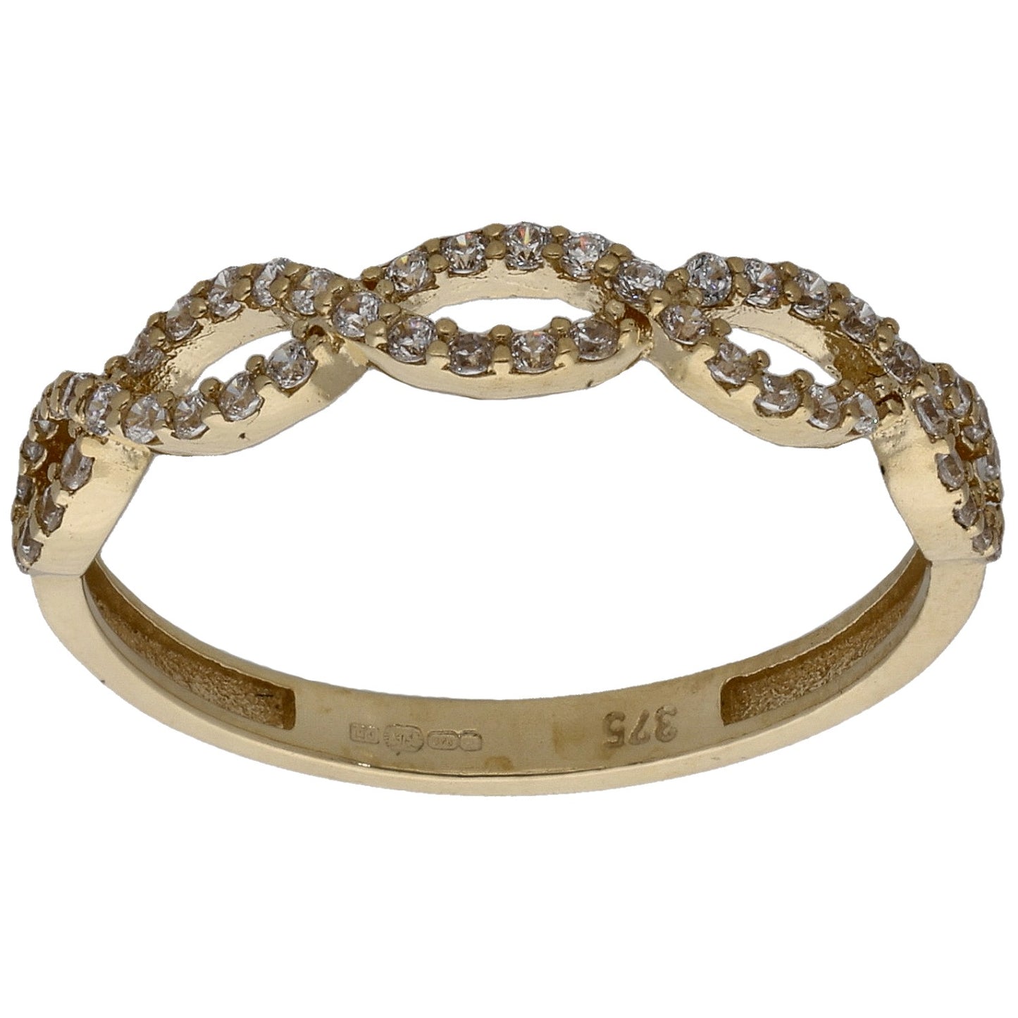 9ct Gold Cubic Zirconia Dress/Cocktail Ring Size P