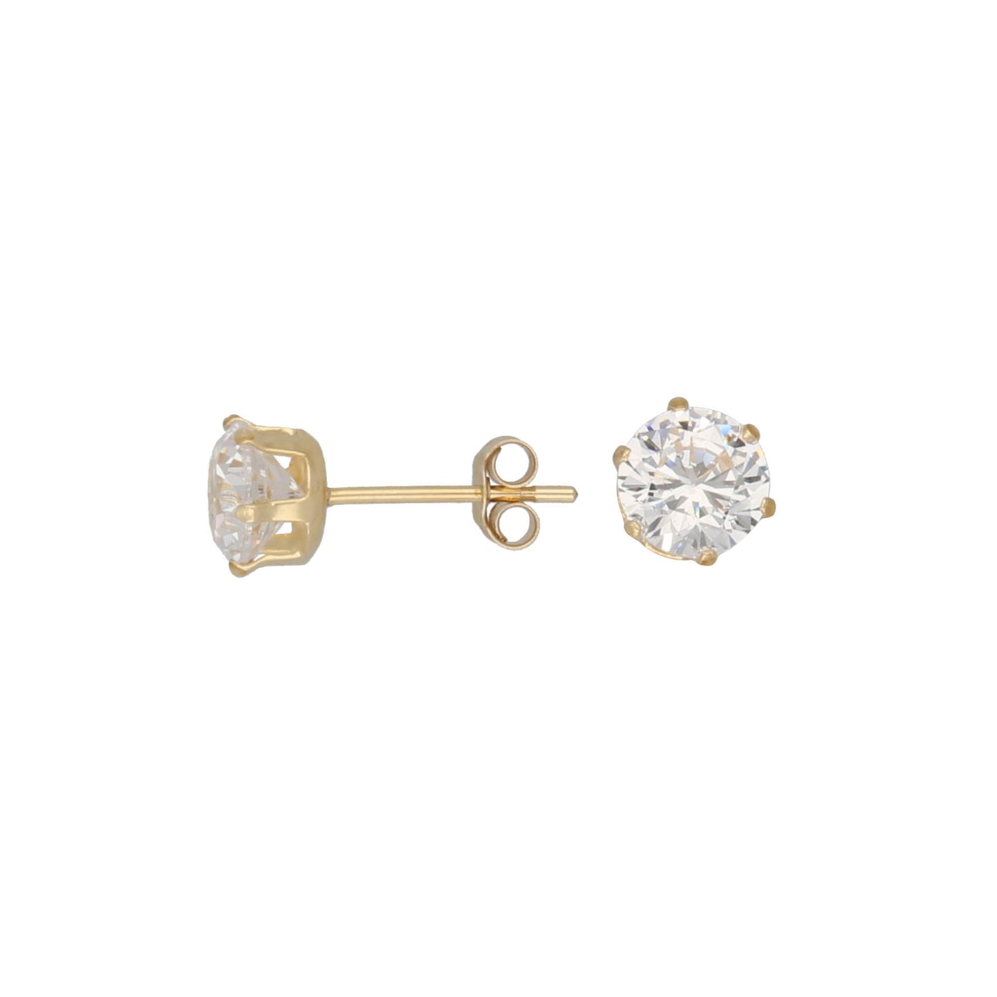 9ct Gold Cubic Zirconia Round Stud Earrings