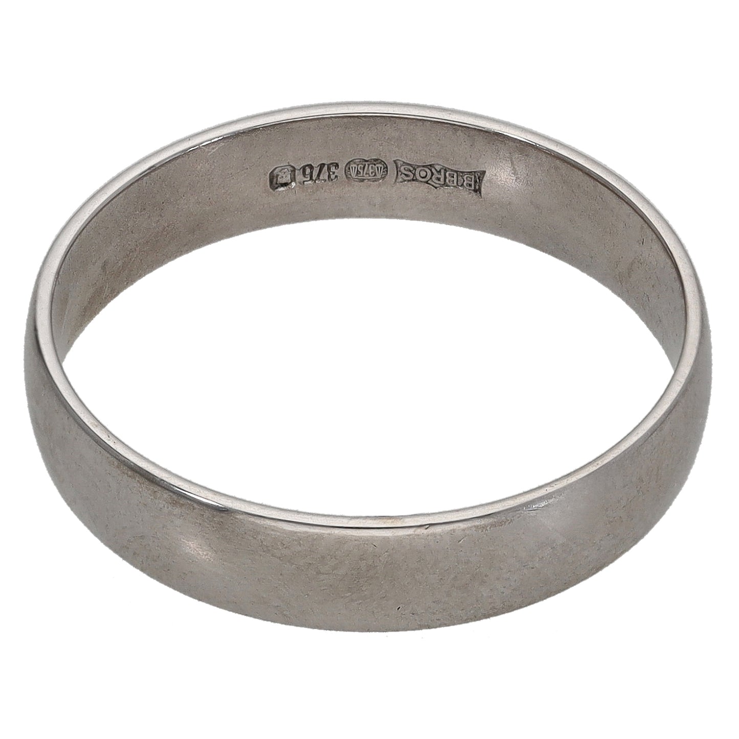 9ct White Gold Plain Wedding Ring Size Q