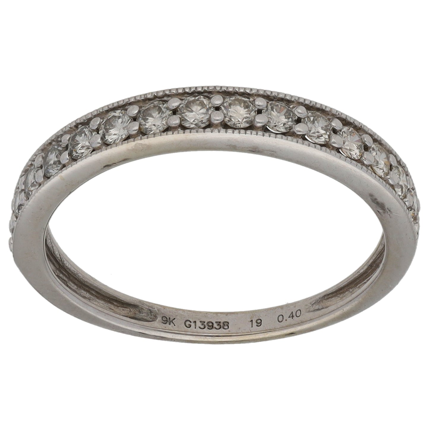 9ct White Gold 0.45ct Diamond Half Eternity Ring Size N