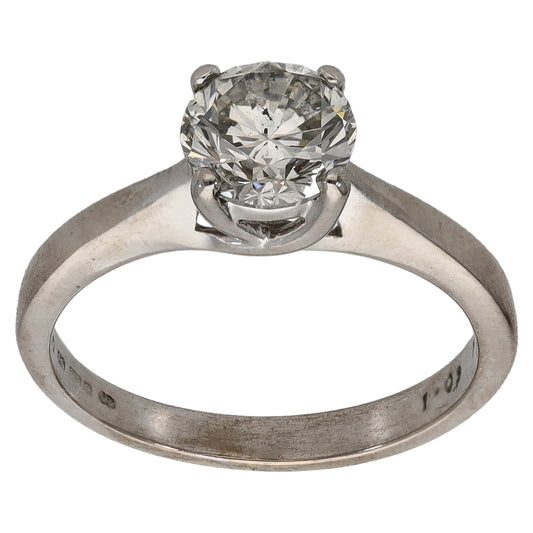 18ct White Gold 1.09ct Diamond Solitaire Ring Size K