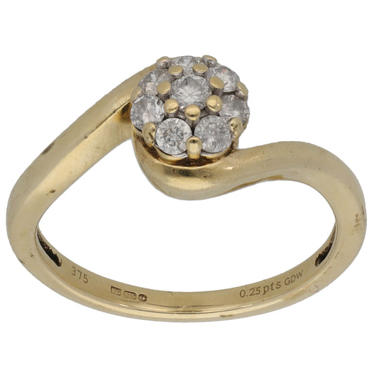 9ct Gold 0.25ct Diamond Cluster Ring Size K