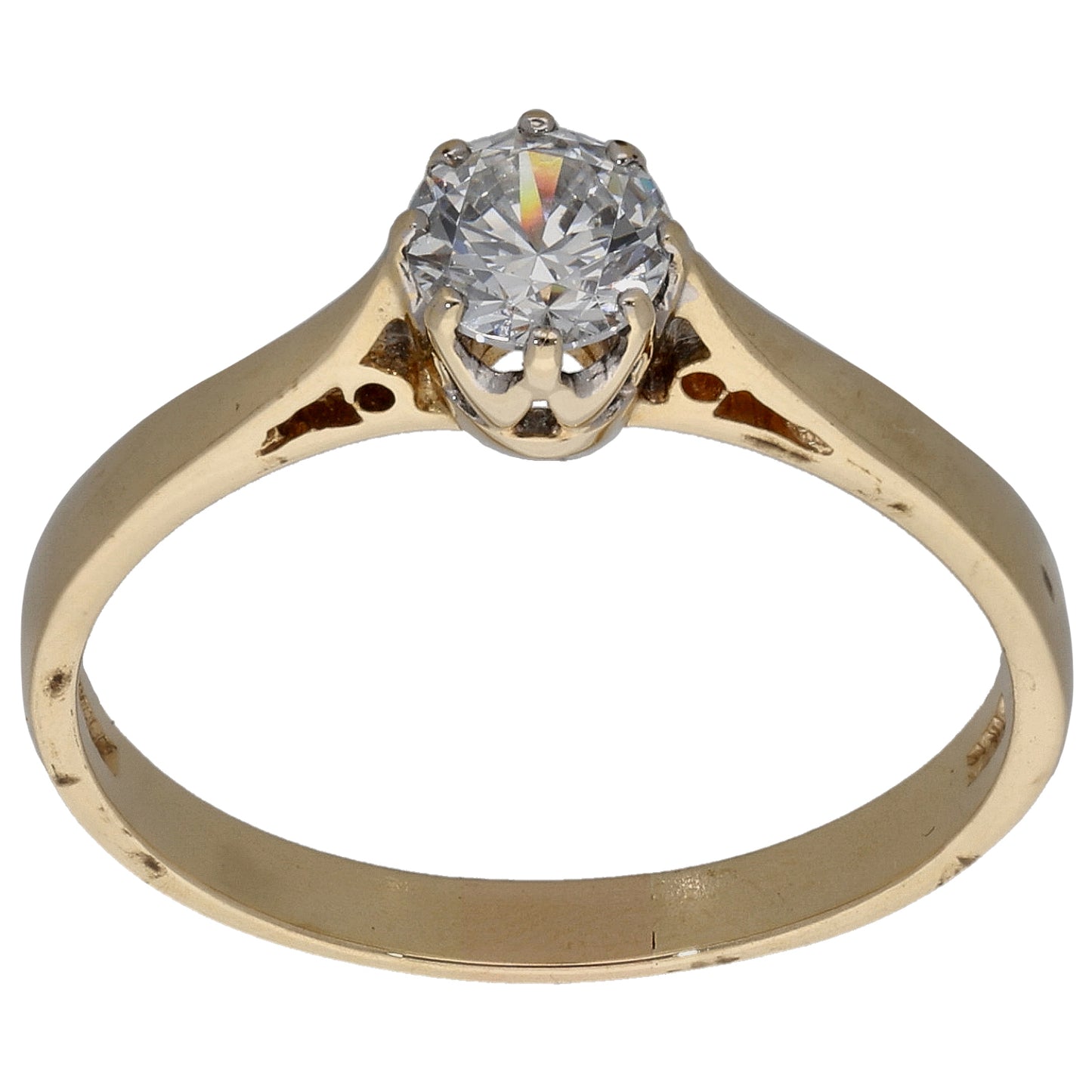 14ct Gold Cubic Zirconia Single Stone Ring Size Q