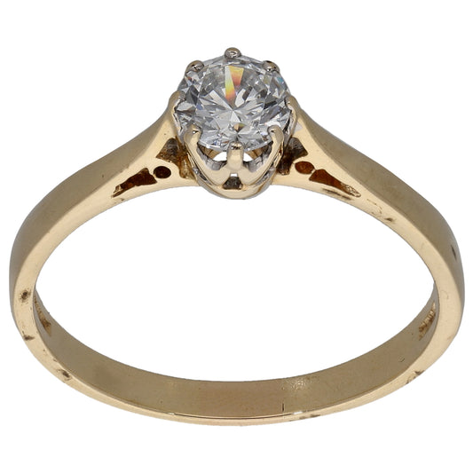 14ct Gold Cubic Zirconia Single Stone Ring Size Q