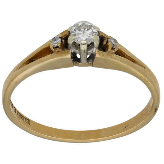 9ct Gold 0.12ct Diamond Three Stone Ring Size L