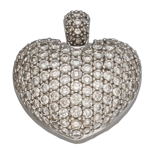 18ct White Gold 3.06ct Diamond Heart Dress/Cocktail Pendant