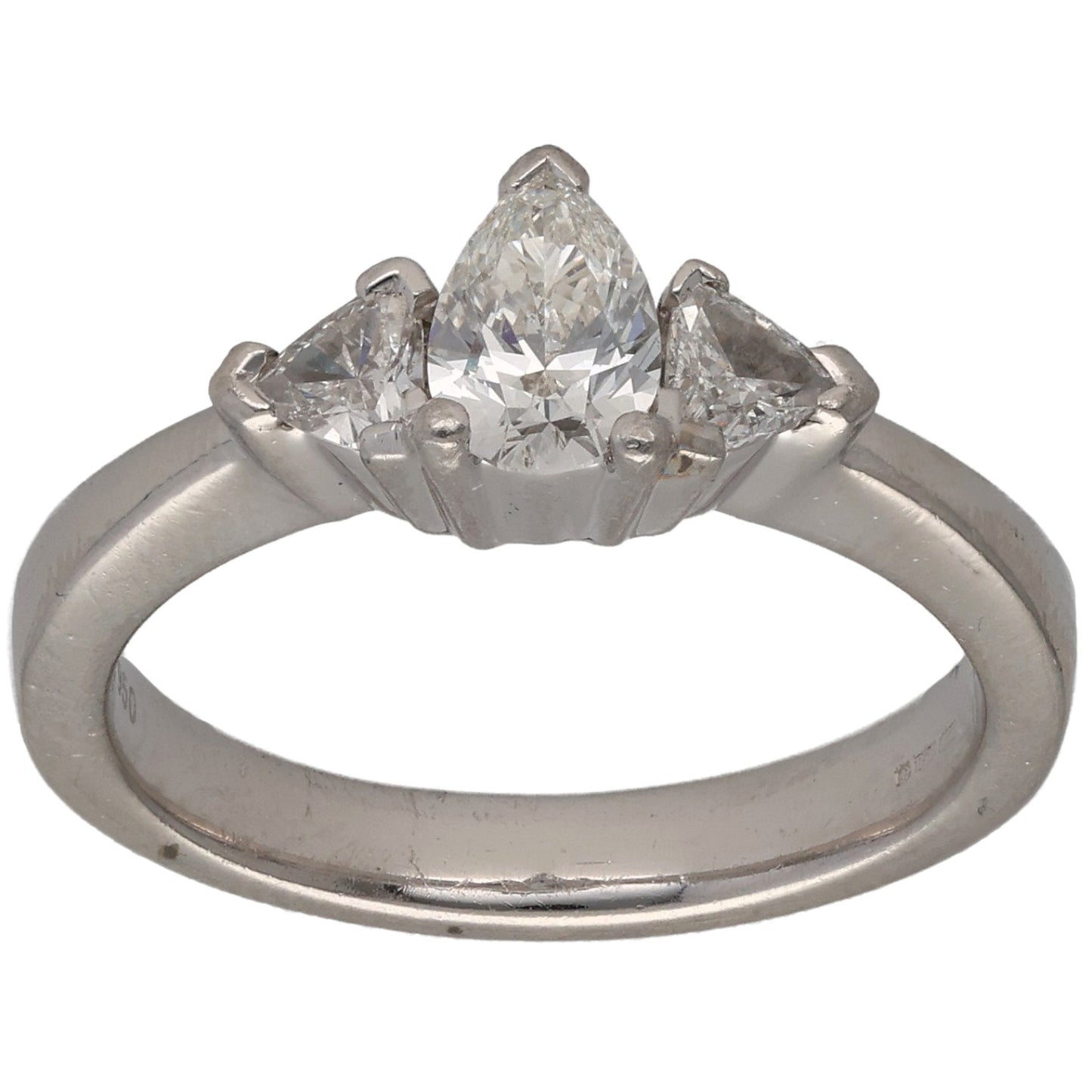 Platinum 0.80ct Diamond Trilogy Ring Size O