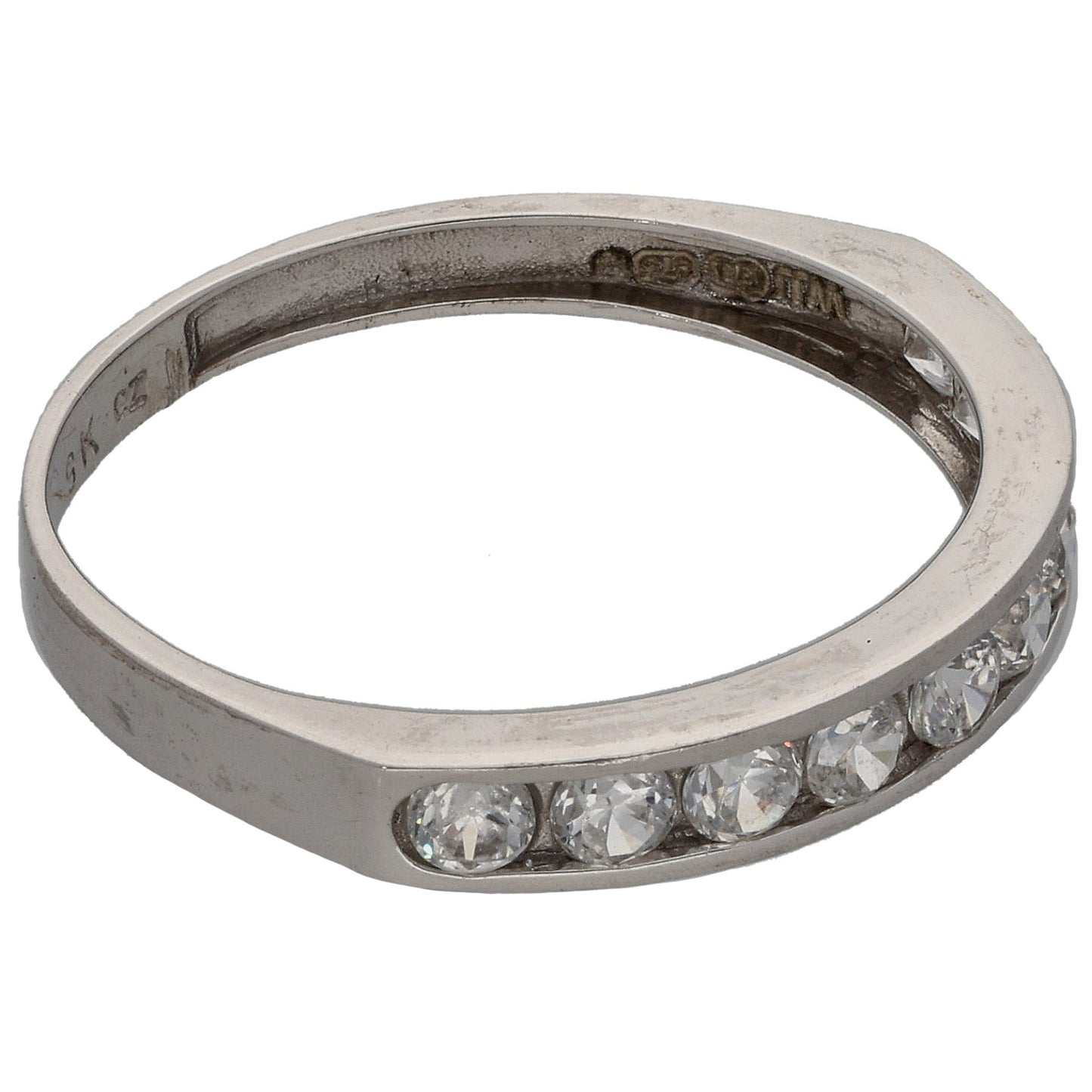 9ct White Gold Cubic Zirconia Half Eternity Ring Size Q