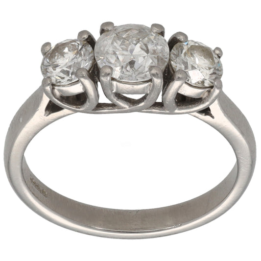 Platinum 1.23ct Diamond Trilogy Stone Ring Size L