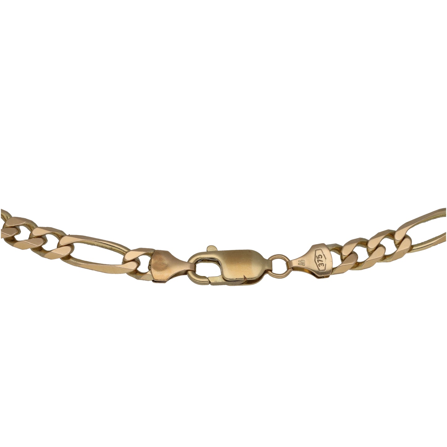 Gold Figaro chain necklace with lobster clasp and round 9ct hallmark disc