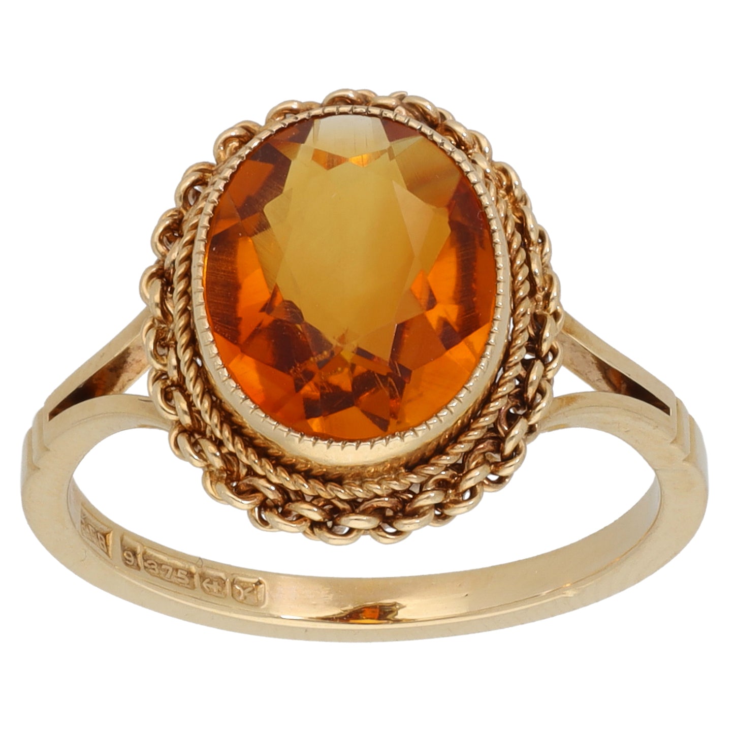 9ct Gold Citrine Single Stone Ring Size L