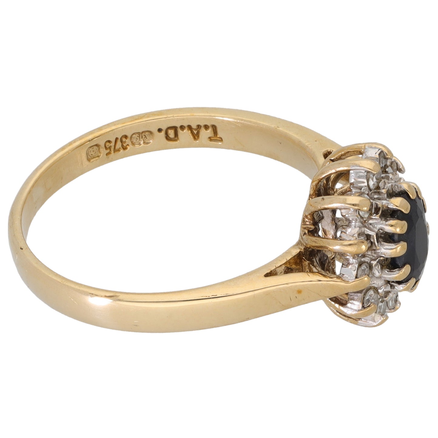 9ct Gold 0.10ct Diamond & Sapphire Dress/Cocktail Ring Size K