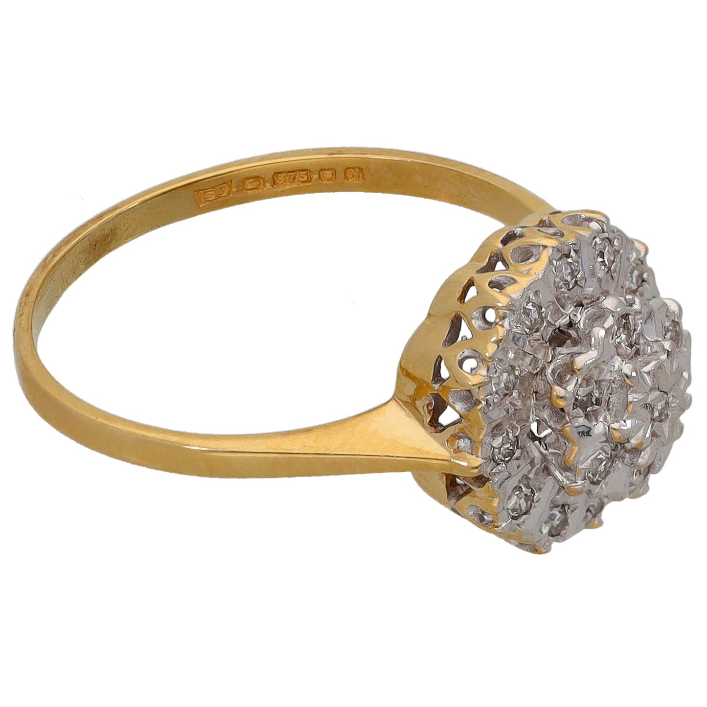9ct Gold 0.095ct Diamond Cluster Ring Size L