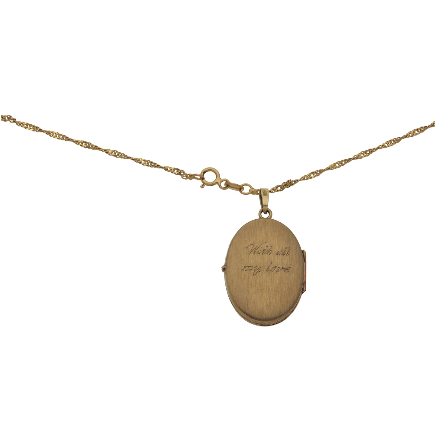 9ct Gold Patterned Locket Pendant With Chain