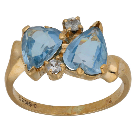 9ct Gold Imitation Gems Dress/Cocktail Ring Size M