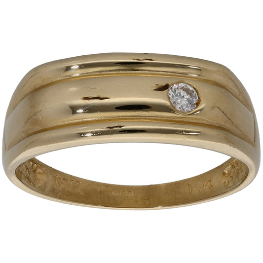 14ct Gold Cubic Zirconia Patterned Signet Ring Size X