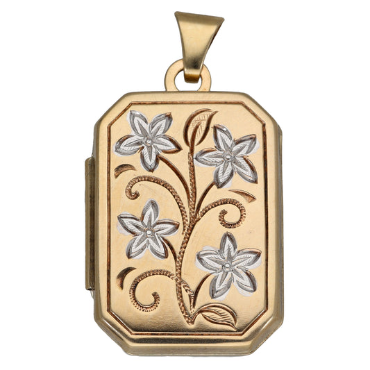 9ct Gold Patterned Locket Pendant