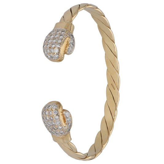 9ct Gold Cubic Zirconia Torque Bangle