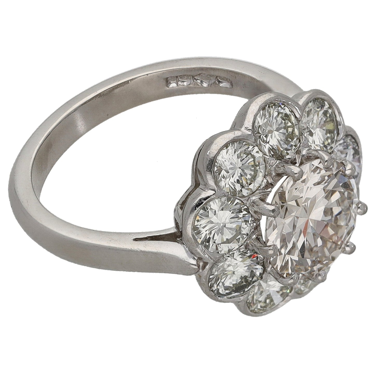 Platinum 4.10ct Diamond Cluster Ring Size M