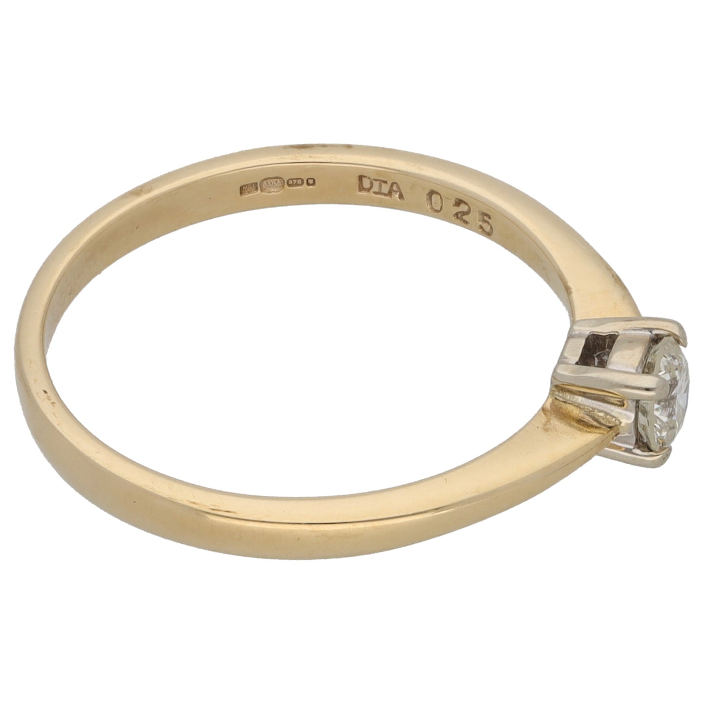 9ct Gold 0.25ct Diamond Solitaire Ring Size P