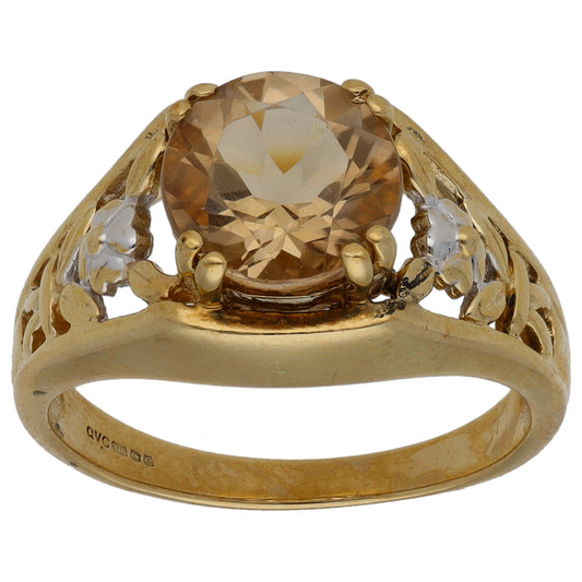 9ct Gold Smoky Quartz Single Stone Ring Size L